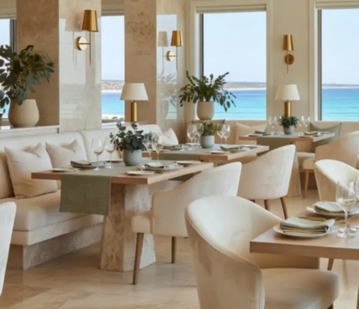 Coastal luxury dining room interior at StackedPlateDining