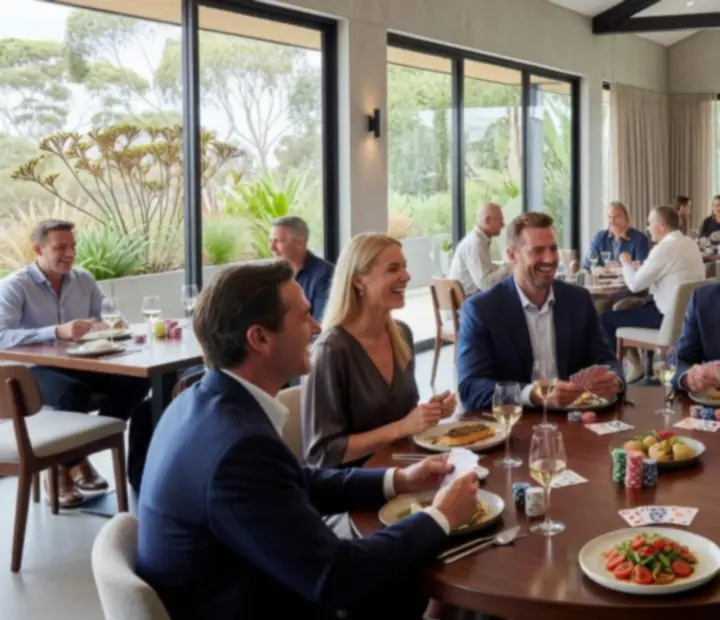 Lifestyle photography showcasing luxury poker events, dining, and social atmosphere