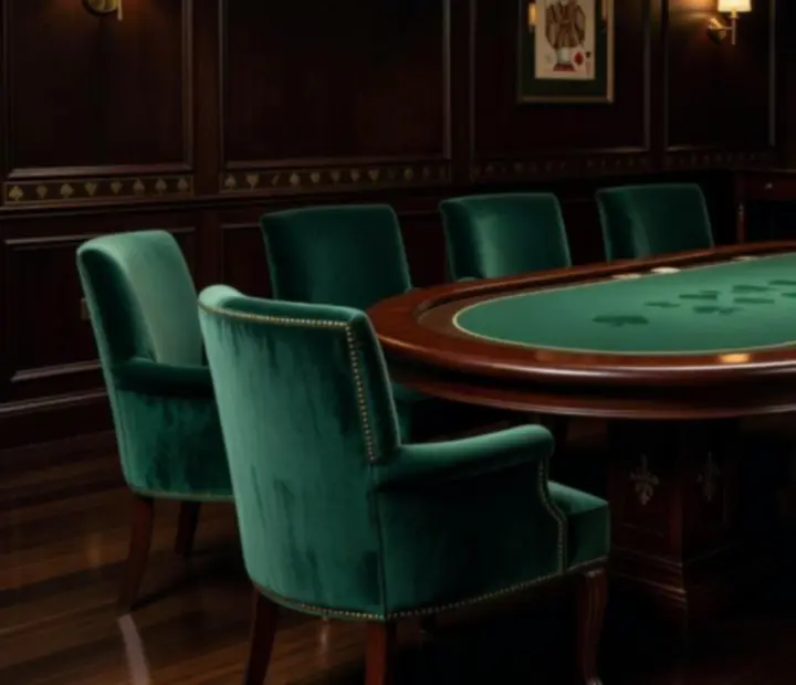 Private poker room with premium tables and ambient lighting at StackedPlateDining